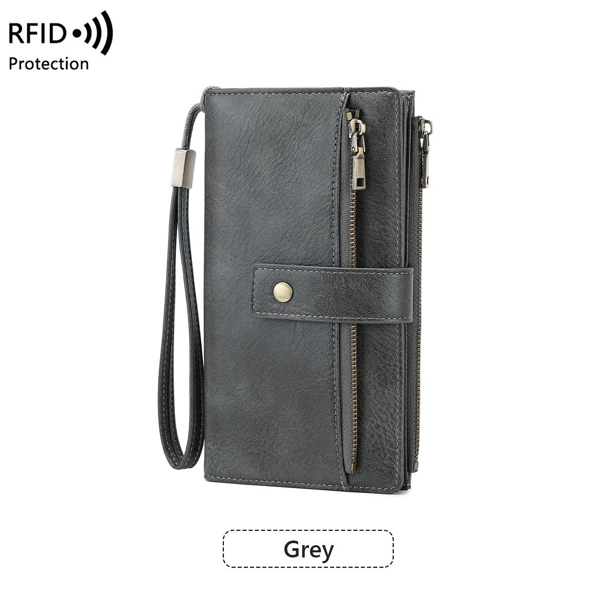 Portafoglio in pelle con blocco RFID da donna