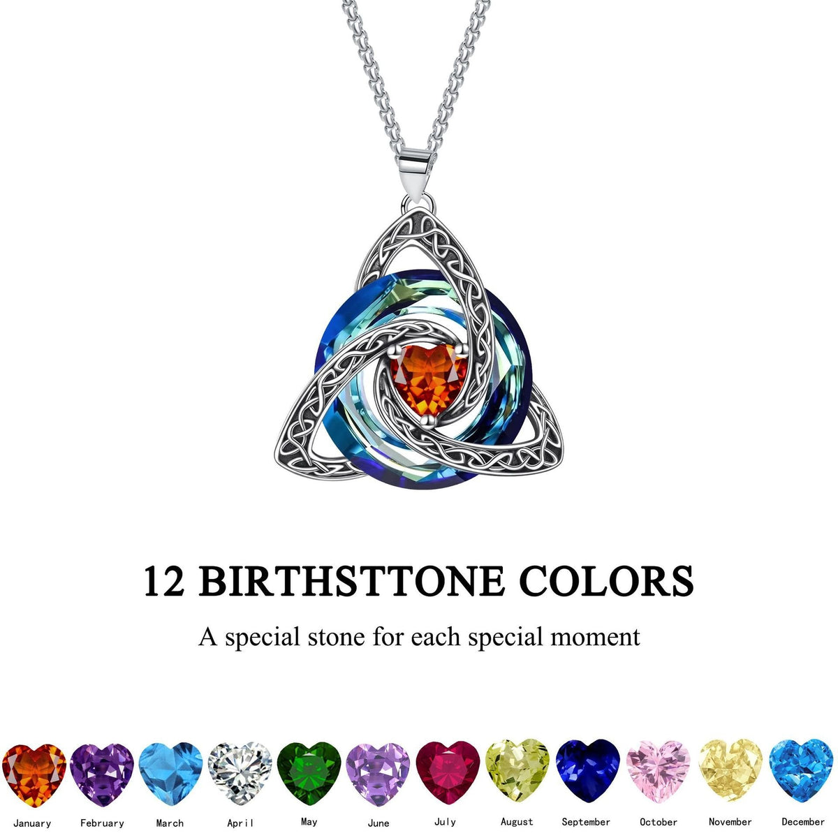 💎🔮 Collana con nodo della Trinità celtico e pietra portafortuna