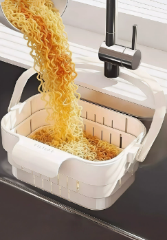 Scolapasta retrattile da appendere – Filtro per lavello da cucina rinforzato e cestello per lavare frutta e verdura