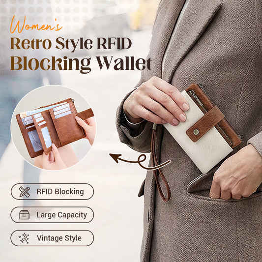 Portafoglio in pelle con blocco RFID da donna