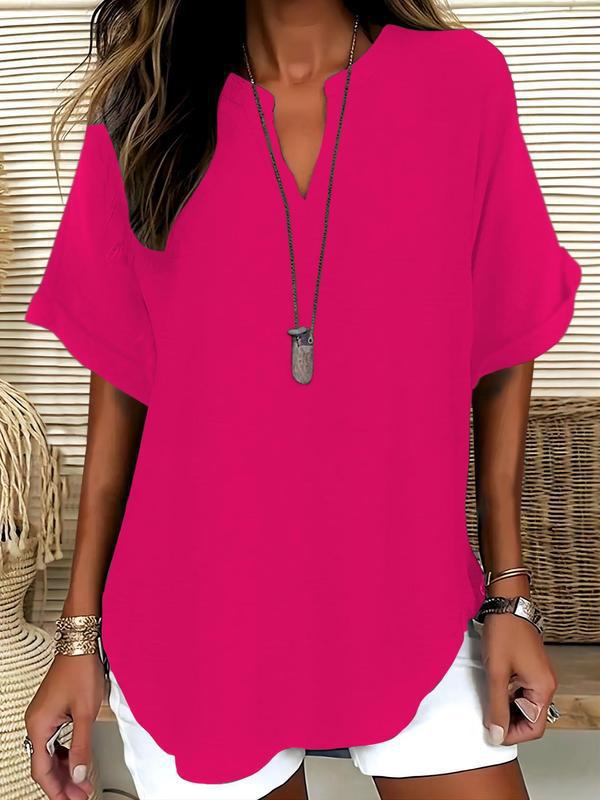 🔥Camicetta da donna a maniche corte, tinta unita, casual, ideale per tutti i giorni, abbigliamento femminile per tutte le stagioni