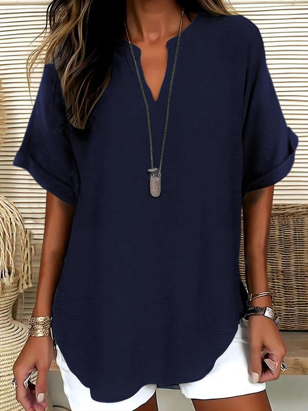🔥Camicetta da donna a maniche corte, tinta unita, casual, ideale per tutti i giorni, abbigliamento femminile per tutte le stagioni