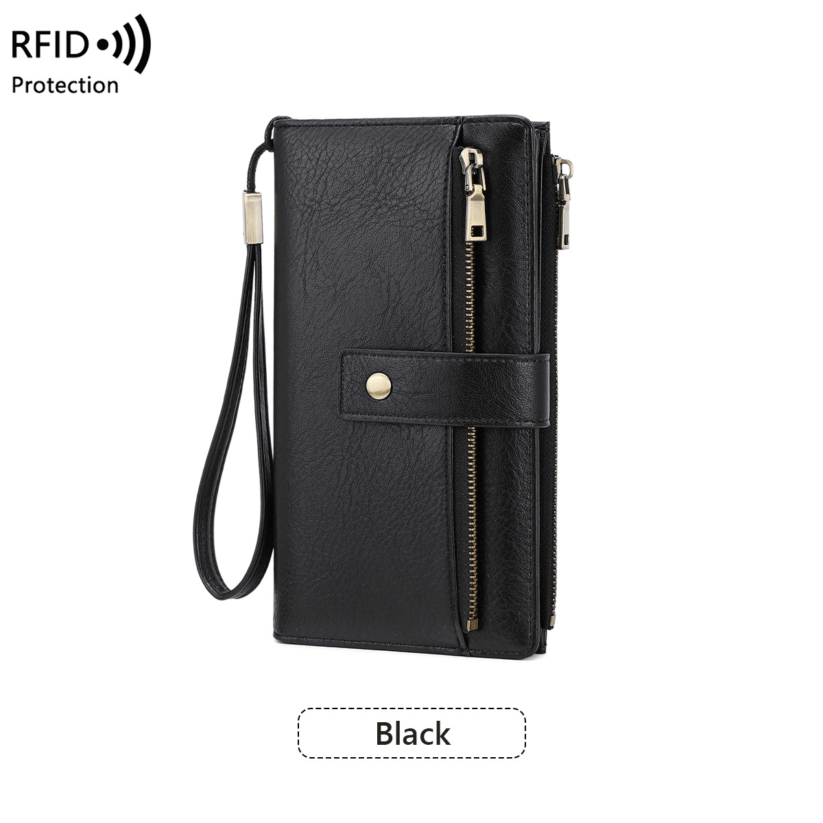 🔥Portafoglio lungo da donna, pochette elegante, portafoglio con protezione RFID in tinta unita.
