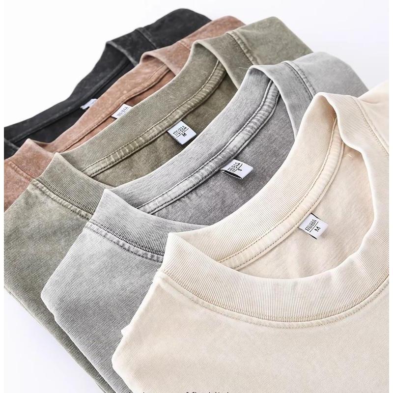 ⚡Offerte imperdibili🔥T-shirt oversize da uomo, stile vintage, pesanti, in cotone, per palestra, con lavaggio acido, larghe e comode.