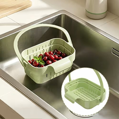 Scolapasta retrattile da appendere – Filtro per lavello da cucina rinforzato e cestello per lavare frutta e verdura