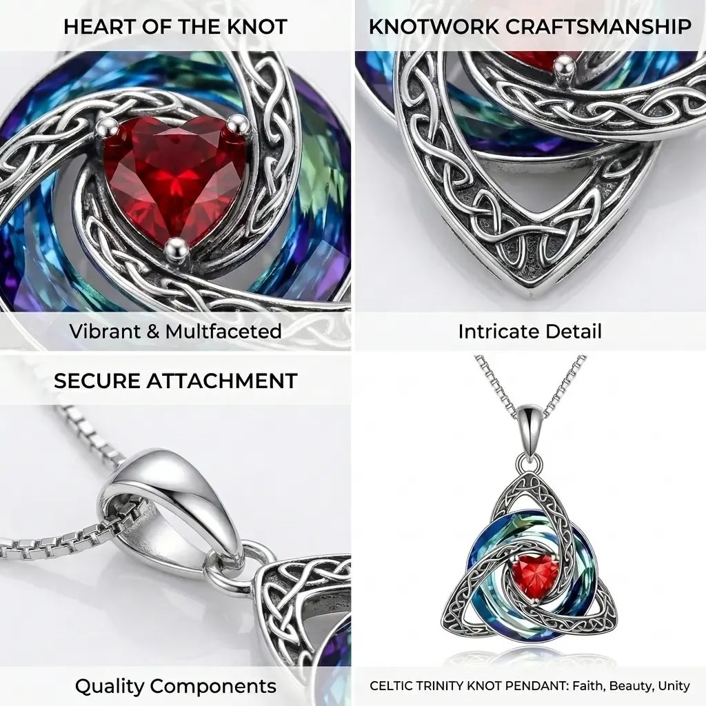 💎🔮 Collana con nodo della Trinità celtico e pietra portafortuna