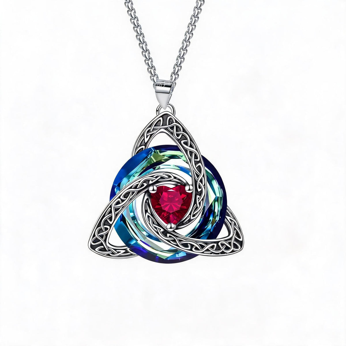 💎🔮 Collana con nodo della Trinità celtico e pietra portafortuna