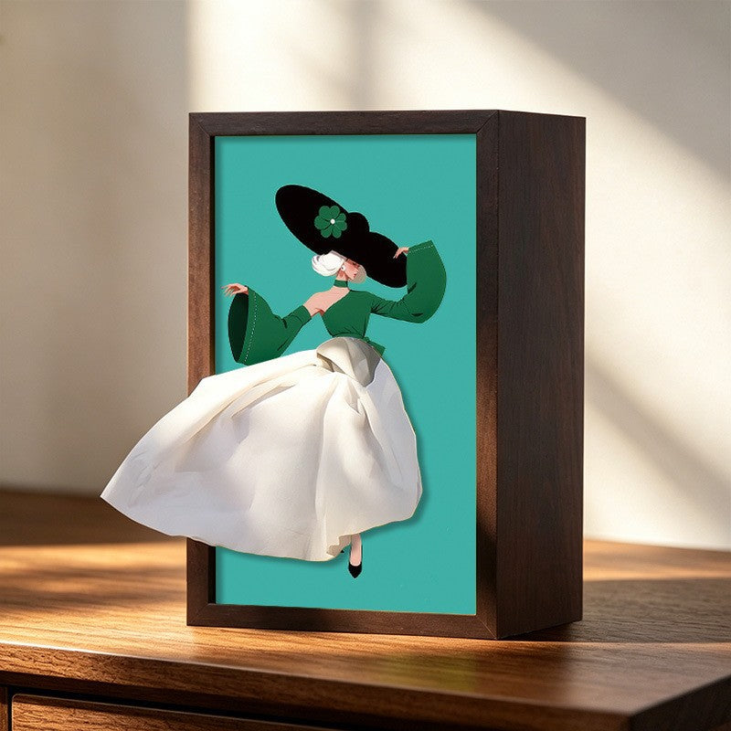 Sconto del 50% – Vassoio portacarte in legno massello di noce a forma di ballerina / Portatovaglioli in legno naturale