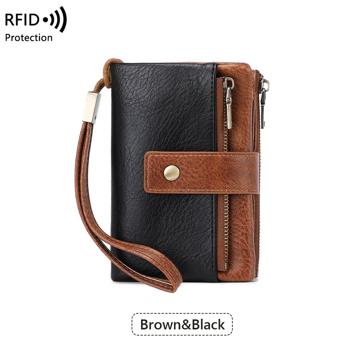 Portafoglio in pelle con blocco RFID da donna