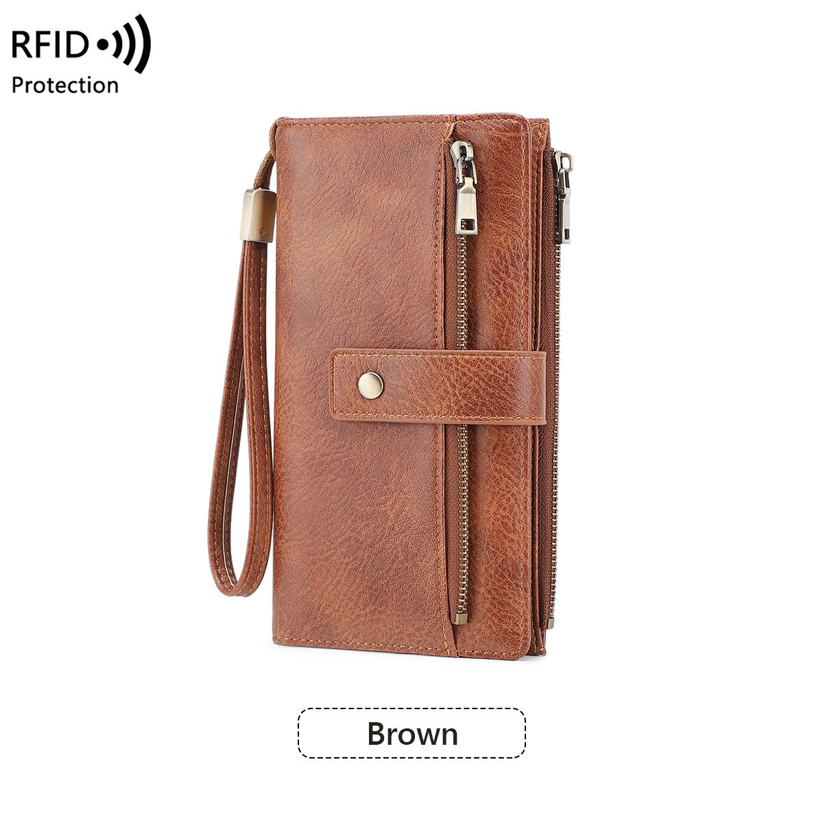 Portafoglio in pelle con blocco RFID da donna