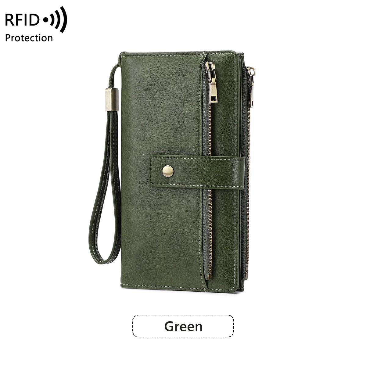 Portafoglio in pelle con blocco RFID da donna