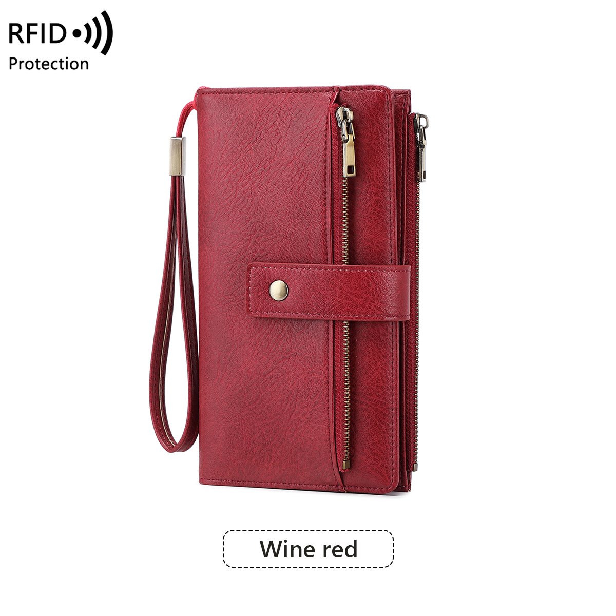 Portafoglio in pelle con blocco RFID da donna