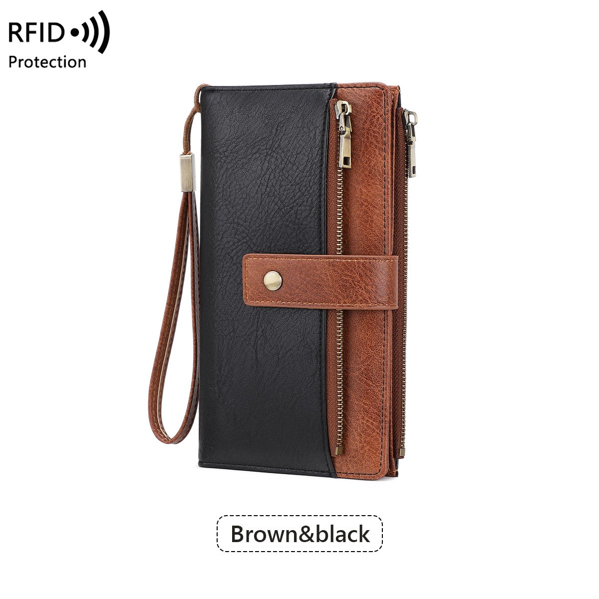 Portafoglio in pelle con blocco RFID da donna