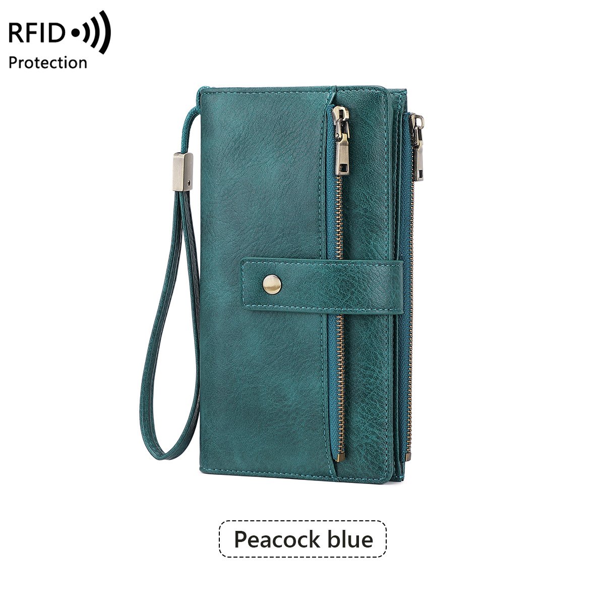 Portafoglio in pelle con blocco RFID da donna
