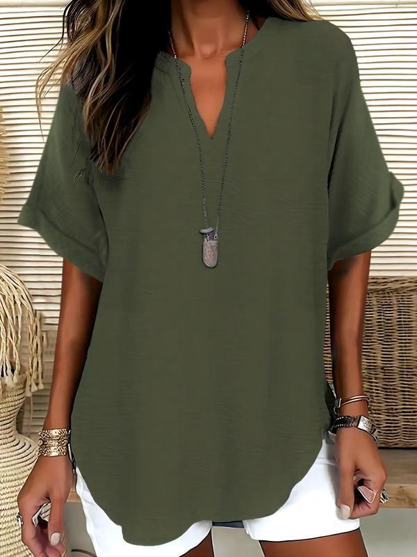 🔥Camicetta da donna a maniche corte, tinta unita, casual, ideale per tutti i giorni, abbigliamento femminile per tutte le stagioni
