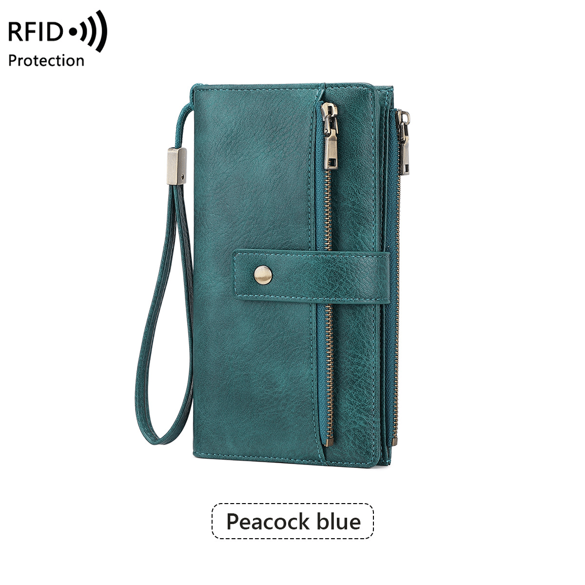 🔥Portafoglio lungo da donna, pochette elegante, portafoglio con protezione RFID in tinta unita.