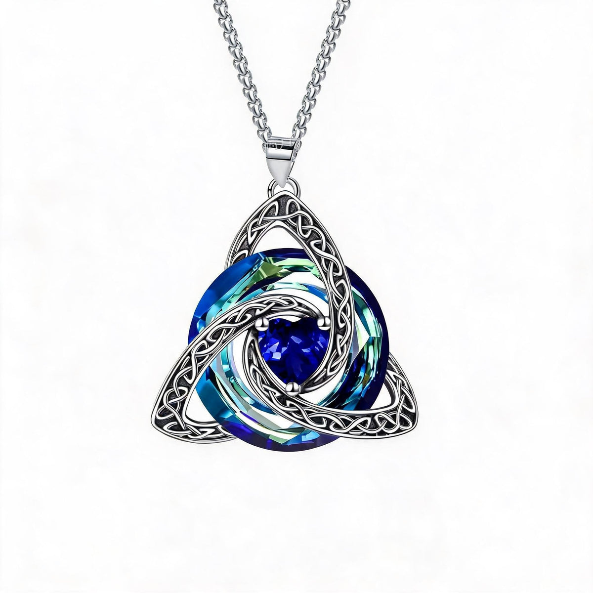 💎🔮 Collana con nodo della Trinità celtico e pietra portafortuna