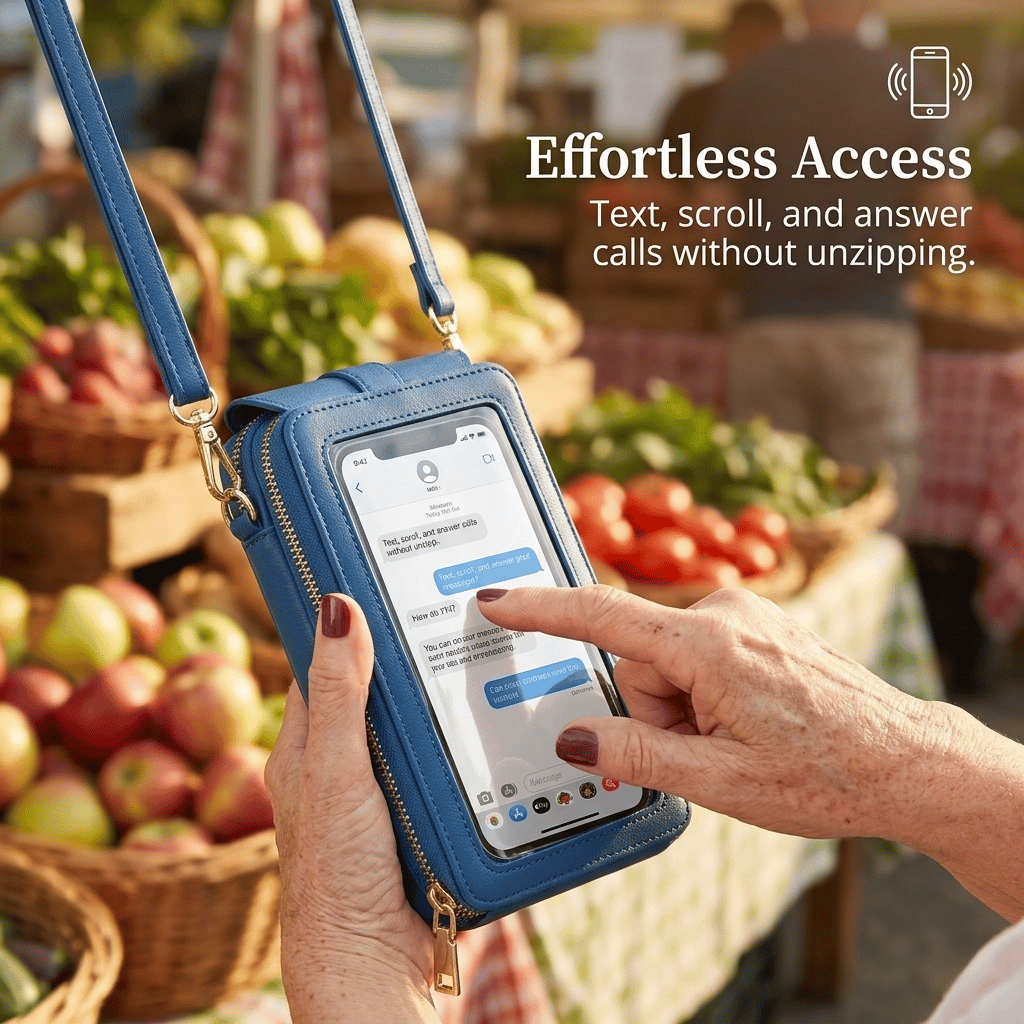 👜📱 Borsa per smartphone touchscreen semplice ed elegante da donna, pensata per essere indossata a tracolla.