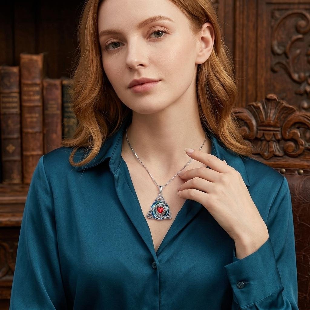 💎🔮 Collana con nodo della Trinità celtico e pietra portafortuna
