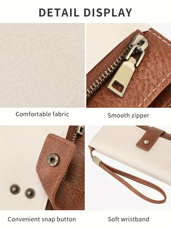 🔥Portafoglio lungo da donna, pochette elegante, portafoglio con protezione RFID in tinta unita.