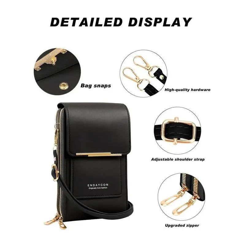 👜📱 Borsa per smartphone touchscreen semplice ed elegante da donna, pensata per essere indossata a tracolla.
