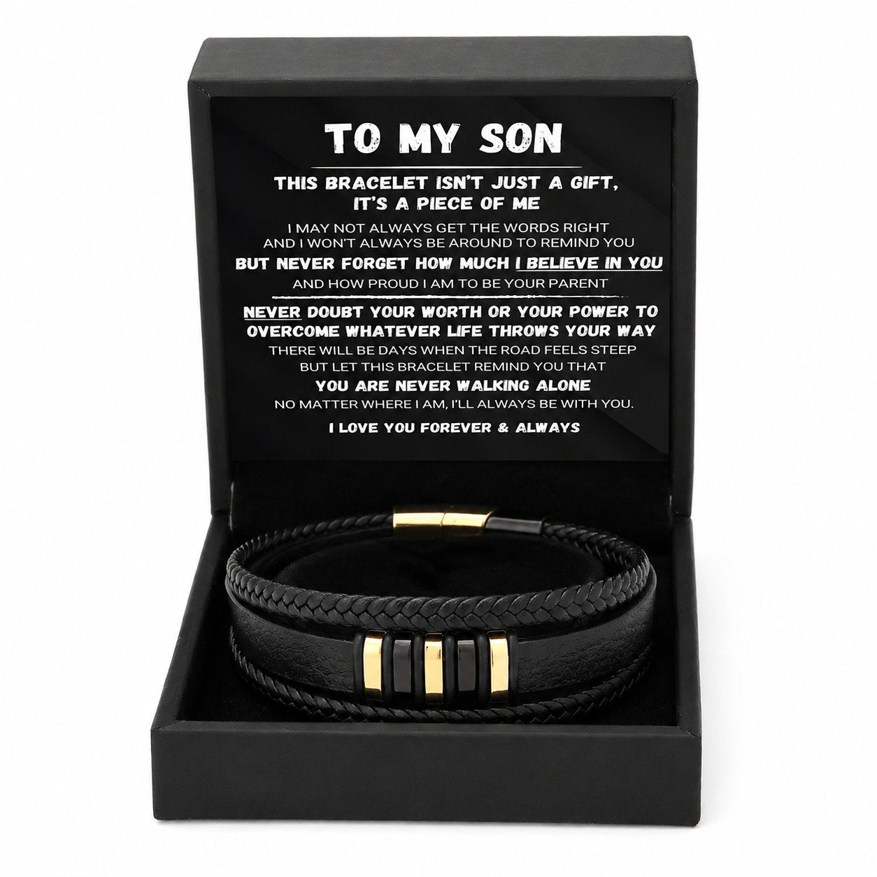 🖤Per mio figlio — Set di braccialetti intrecciati "Never Walk Alone"