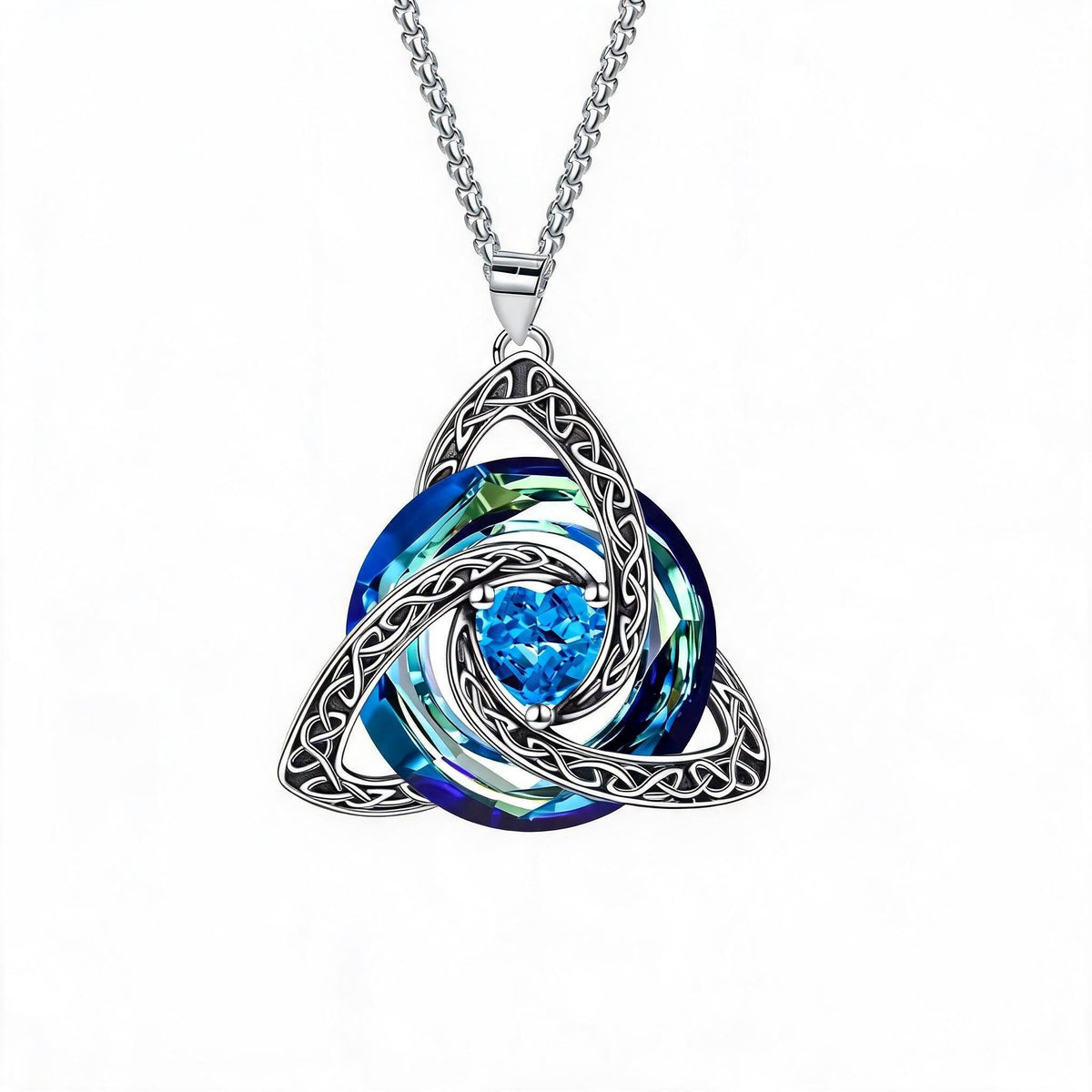 💎🔮 Collana con nodo della Trinità celtico e pietra portafortuna